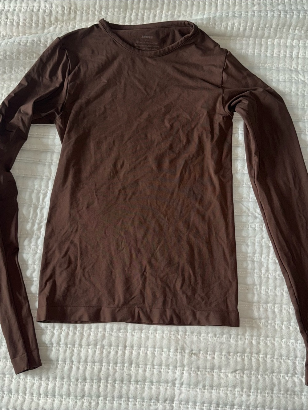 SKIMS Brown Soft Smoothing Seamless Long Sleeve Top Sz Small